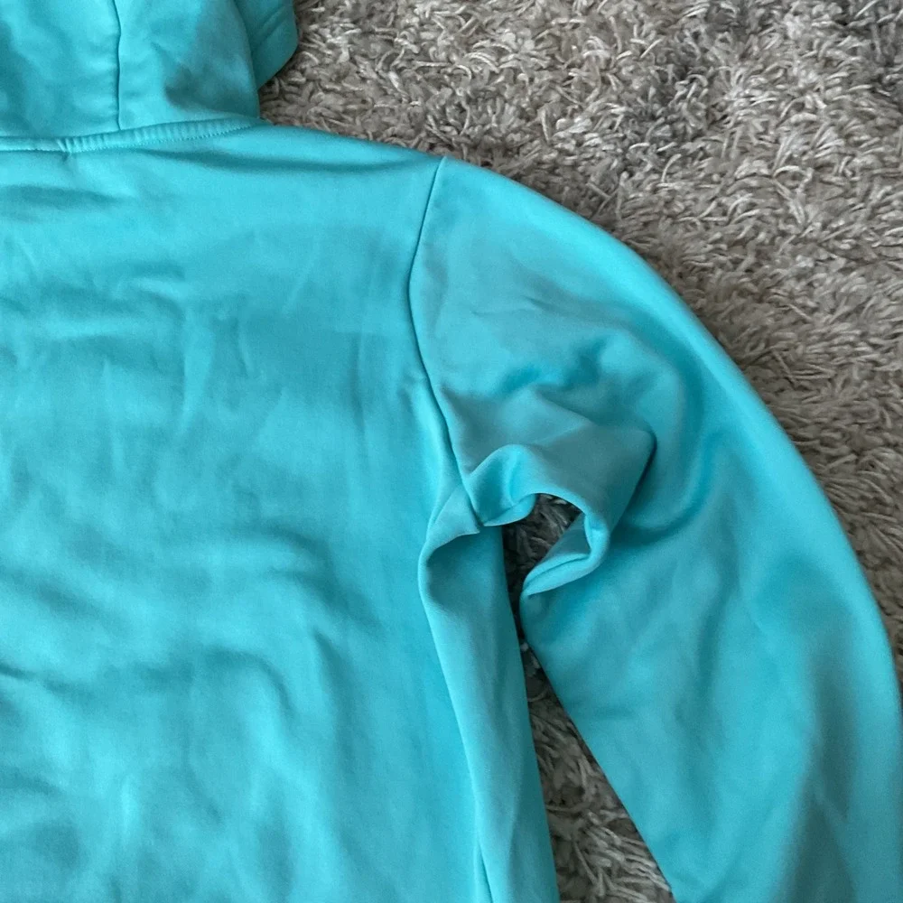 Nike Dri-FIT Just Do It Hoodie Womens Large Turquoise Blue Pullover Sweatshirt